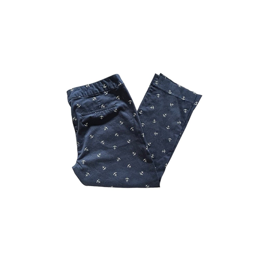 Willi Smith Womens Blue With Anchor Pattern Sz 6 Cropped Straight‎ Leg Pants